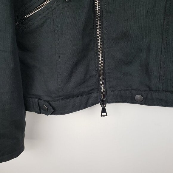 John Varvatos Collection Asymmetrical Moto Jacket Black Linen Cotton Size 54/L - Picture 4 of 11